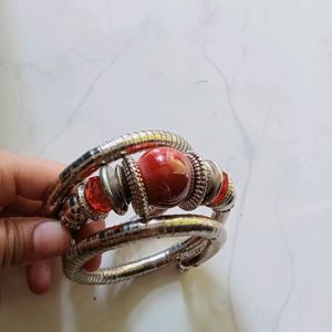 Ethnic Red Bangle Bracelet