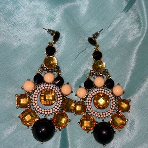 Beautiful Black With Yellow Earrings