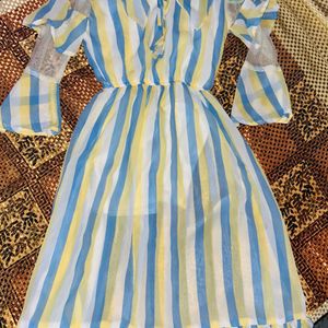 Blue And Yellow Striped Dress