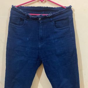 High Rise Dark Blue Jeans For Women