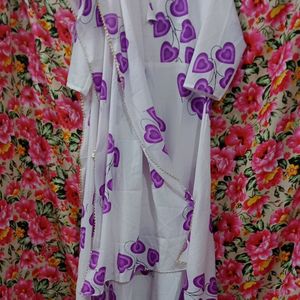 New Printed Purple Dress Gown And Dupatta Set 💜