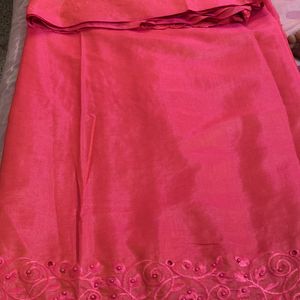New Double Shaded Pink Saree With Cut Works