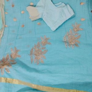 Tissue Cotton Saree With Blouse