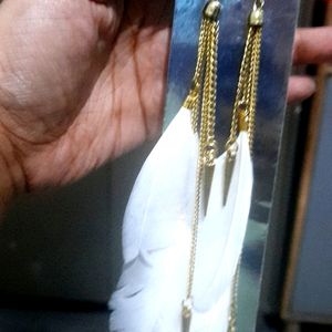 White Feather Earrings