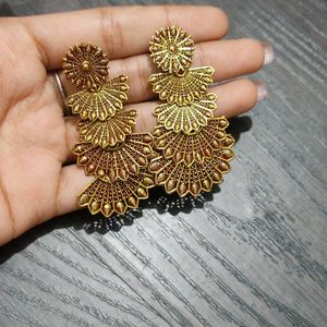 Gold Oxidised Earrings