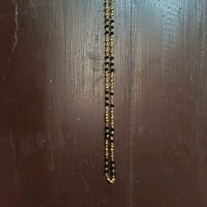 Gold Plated Black And Golden Bead Chain