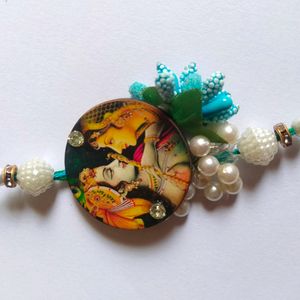 Radha -Krishna Design Rakhi and lumba set & Thali