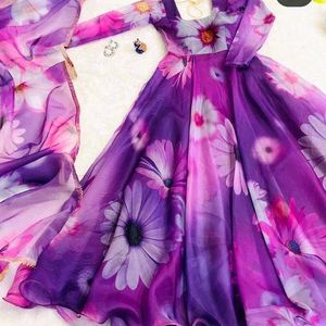 Organza Floral Printed Gown