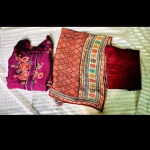 Kurta Set With Palazzo And Dupatta