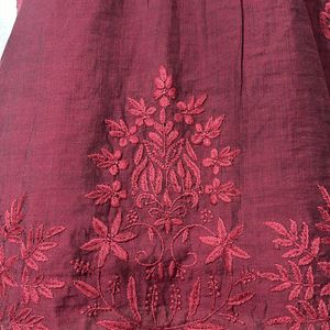 Maroon Chinkankari Half Kurta