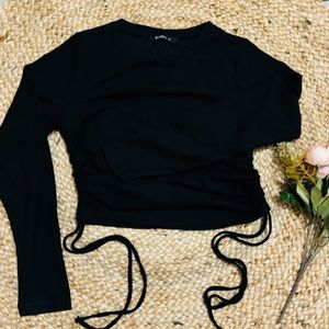 Crop  Full Sleeve Black Top