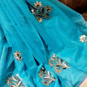 Supernet Blue Saree