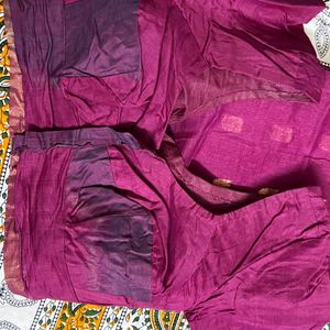 Used Chanderi Cotton Saree for Sale with blouse