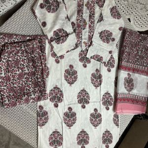 Pure Cotton Kurta Pant And Dupatta Set 2