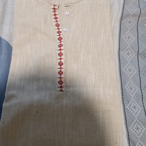 Ajio Brand Cream Kurta