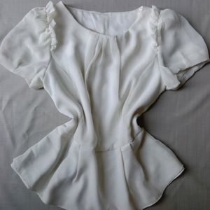 New Korean Premium Off-white Peplum Top