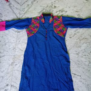 Blue Kurti With Beautiful Kadhi