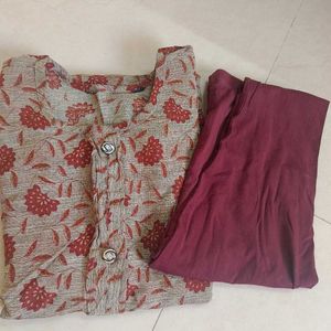 Coffee Colour Kurti Pant Set