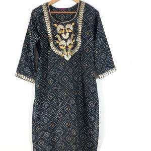 Black Printed Kurta(Women’s)