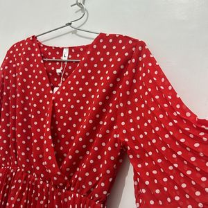 Red And White Polka Dots Tunic Top