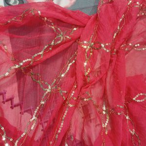 Women Embroidered Pink Colour Dupatta