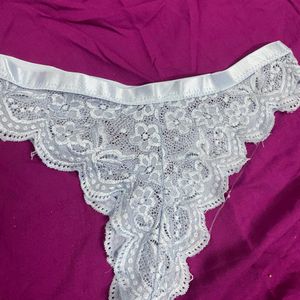 Women White Lace Thong