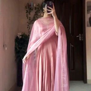 Peach Anarkali Kurthi Set