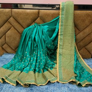 Sea Green Saree With Blouse