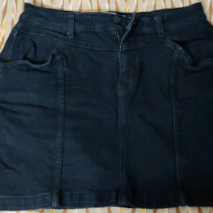 Black Denim Mini Skirt