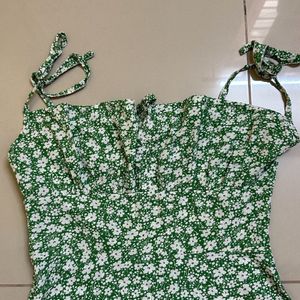 A-line green Strappy Dress