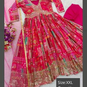 Ethnic Padded Gown With Organza Dupatta