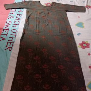 Grey Floral Print Kurti