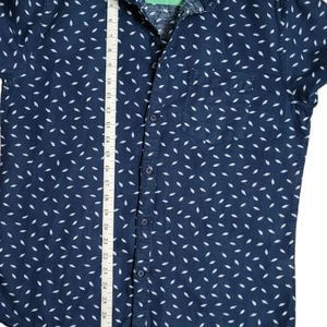 Men Micro Print Shirt With Patch Pocket