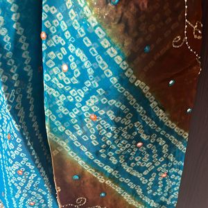 Bandhej Saree With Readymade Blouse