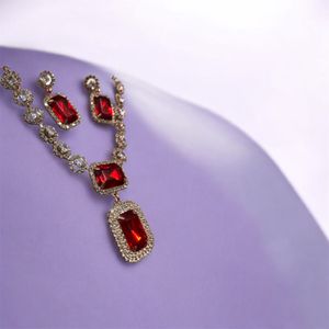 Crystal Stone Pendent Necklace and Earrings