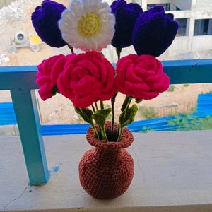 Crochet Flowers With Pot