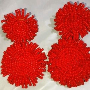 Two Red Earring Studs For Girl Or Woman