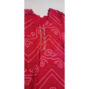 Red & white Chunri Kurta Set