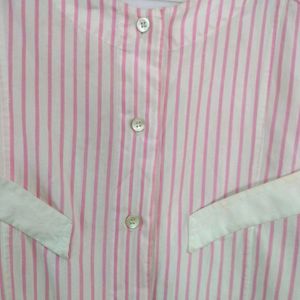 Pink Crop Strip Shirt