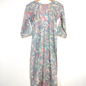 Grey Floral Printed Kurtas (Women's)