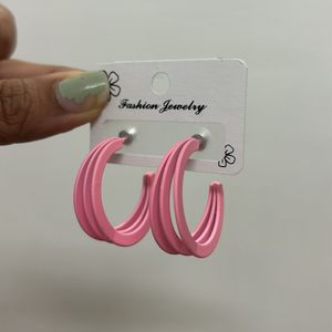 Baby Pink Mini Triple Hoop Earrings