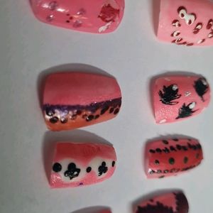 Pink Colour Artificial Nails Is Available.