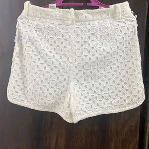 White Textured Shorts