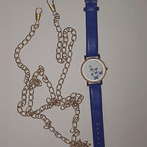 women hand bag chain & watch