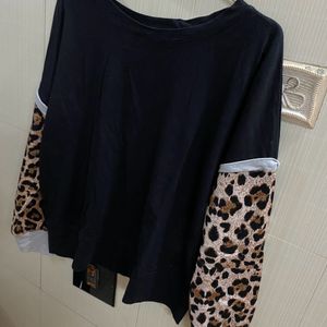 Black Leopard Print Sweatshirt