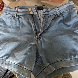 Cotton Denim Blue Shorts