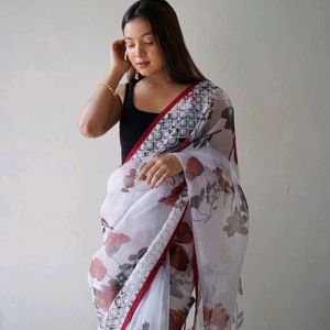 Pure Organza Saree With Floral Print