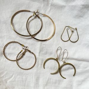 Set Of 4 Gold Hoop Earrings