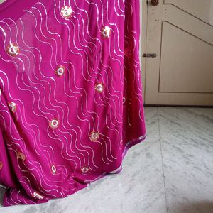 Embroidered Synthetic Saree