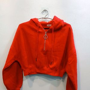 Red Crop Hoodie